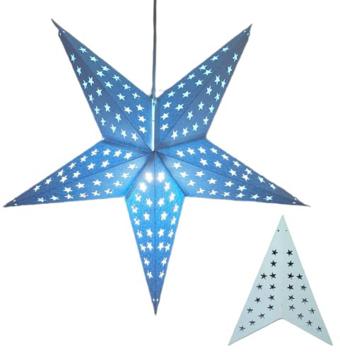 YEPSIO Papierstern-Laterne, Lampenschirm, Papierstern-Lichtschirme, groß, 60 cm, Sterne, hängende Dekorationen für Weihnachten, Hochzeit, Heimdekoration, Geburtstag, Party, Sterne (1, blau)