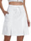MoFiz Tennis Skort Damen Tennisröcke hoher Taille Stretch Golfrock Sportrock Outdoorrock Knielang Sportrock mit Innenhose Weiß M