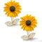 EUPSIIU 2 Stücke Damen Sonnenblume Brosche Strass Brosche, Mode Schmuck Brosche, Strass Pins, Kleidung Zubehör Dekoration, Damen Anstecknadeln für Partys, Bankette, Abendessen, Geburtstage (Gold)