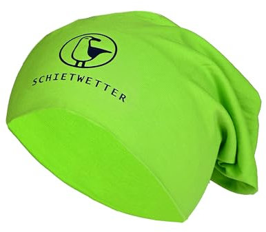 SCHIETWETTER Leichte Beanie Mütze Möwe, Übergangsmütze, dünne Kopfbedeckung, Logo-Print, stretch, warm, einfarbig lime/navy OS