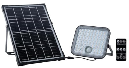 Ledvion - Projecteur LED Solaire Moderne, 30W, 4000K, 4800 Lumens, IP65, Avec Détecteur de Mouvement, Économe en Énergie & Résistant aux Intempéries