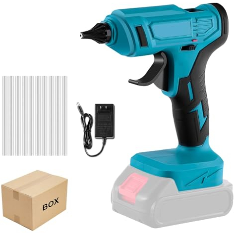 Pistola per colla a caldo a batteria da 18 V, senza fili, 100 W, con batteria da 6500 mAh e 10 stick di colla, per fai da te, riparazioni, artigianato, pistola per colla a caldo, compatibile con