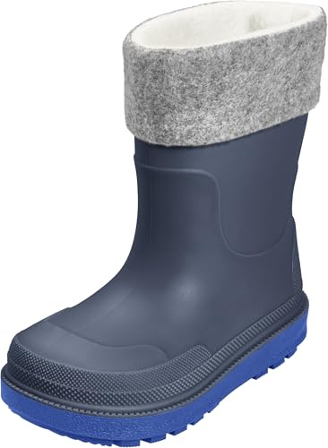 Playshoes Regenstiefel mit Futter (Herausnehmbar) Unisex Kinder Gummistiefel, Marine Socke, 22 EU