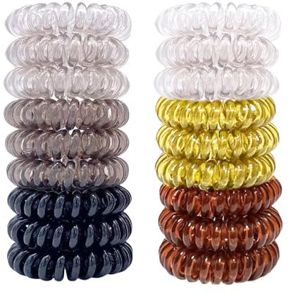 FloralGrace 18 Stück Telefonkabel Haargummi Spiral Haargummis 6 Farben Haargummi Spiral Klein (3.8cm) Elastisch Zopfgummi Elastisch Haarband für Mädchen und Dame
