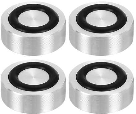 QUARKZMAN 4 Stück Glasplatten Adapter, M8 Gewinde für Tischbeine & Tischfüße, M8 x 20mm x 12mm Aluminiumkreis Scheibe mit rutschfestem Gummiring, Runde Massivtischfüße Pad Platte Hardware