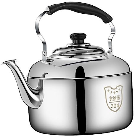 Alipis Whistling Water Kettle Large Tea Kettle Stainless Steel Kitchen Tea Boiler Automatic Hooter Heat Resistant Bottom Gas Stove Easy to Fill Cle