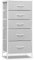 WOLTU Commode, Meuble de Rangement, Chiffonnier avec 5 Tiroirs en Tissu, Armoire, en MDF Cadre en métal, Gris Tourterelle + Blanc Nuage, SSK004hgws