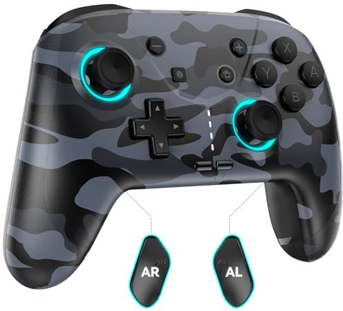 Ligame Switch Controller, Wireless Switch Pro Gamepad Compatible with Switch/Lite/OLED, Windows, Android and iOS, Support to Programming/Turbo/Motion/Wake-up/RGB Functions, Camouflage
