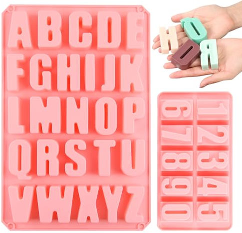 Darryy Moule Chocolat, Lettres de Moule en Silicone et Chiffres de Moule en Silicone, Grands Moules en Silicone Alphabet A-Z et 0-9, Chaque Lettre et Chaque Chiffre Mesurent Environ 5 x 3 cm