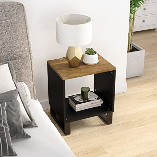 Brokky Coffee Table 40x31x46 cm Solid Wood Mango&Engineered Wood,Coffee Table,Wood Coffee Table with Storage Shelf,Center Tea Table for Living Room Home Office