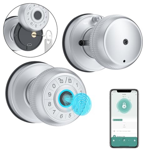 Cerradura de puerta de huellas dactilares con teclado y control de aplicación, perilla biométrica inteligente sin llave para dormitorio, hogar, oficina, bloqueo automático, entrada de código, color