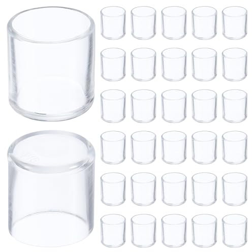 sourcing map 32 Pcs Silicone Chair Leg Floor Protectors 16 Mm/0.6 Round Non-Slip Chair Leg Caps Covers, Furniture Leg Protectors for Hardwood Floors Reduce Noise and Scratches, Clear