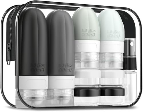 Gemice 16 Pack Travel Bottles Set, CAA Approved Leak Proof Silicone Squeezable Containers for Toiletries, Refillable Accessories 60ml 30ml for Conditioner, Shampoo, Lotion & Body Wash (BPA Free)