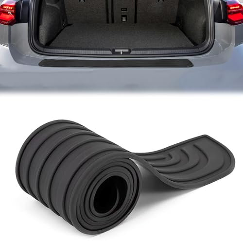 mizikuu Stoßstangenschutz aus Gummi, Universal Stoßstangenschutz Gummi Anti-Kratz Abriebfest Selbstklebender Heckstoßstangenschutz Auto Ladekantenschutz für Autos, SUVs, 90x7cm Schwarz