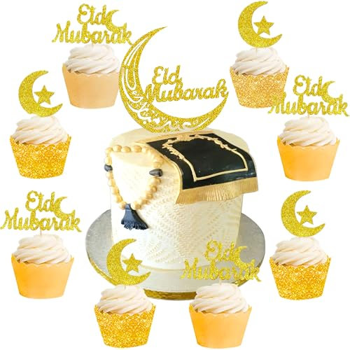 13 PCS Mondsterne Eid Dekorationen Eid Dekorationen für Zuhause Ramadan Dekorationen Ramadan Dekorationen für Zuhause Umrah Mubarak Cake Topper Umrah Mubarak Dekorationen