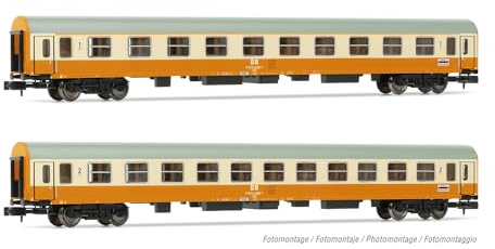 ARNOLD HN4435 DR, 2er-Packwagen Stadteexpress, 1. Klasse Plus 2. Klasse-Wagen, orange, beige Lackierung, epIV-Personenwagen