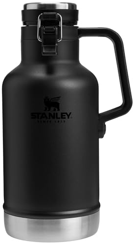 Stanley Classic Easy-Pour Growler 64 onzas | Mantiene la cerveza fría o el café caliente | Tapa forrada de acero a prueba de fugas y asa fácil de transportar | Acero inoxidable aislado | Sin BPA |