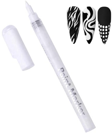 White Nail Pencil,Nail Polish Pens,Nail Pens For Under Nail,Pens For Art,White Tip Polish,French Manicure ,Quick Dry Fine Tips Nail Pens,Suitable For Line Pattern Design