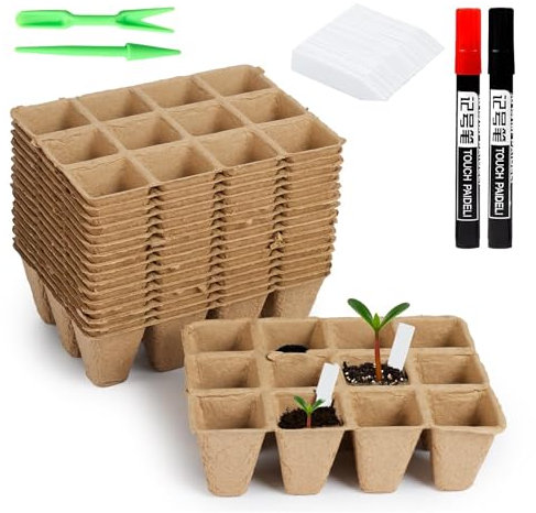 Chovbe 240 Cells Biodegradable Plant Pots - Seed Trays with Plant Labels, Seedling Pots for Seed Germination - Perfect for Transplanting & Seed Starting