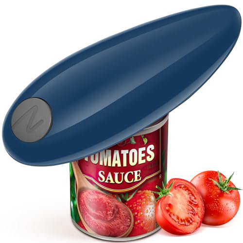Electric Can Opener, One Touch Button Automatic Can Opener No Sharp Edges and Without Hurting Hands, Electric Tin Openers for Arthritic Hands and Can Be Easily Opened for Kitchen(Blue)