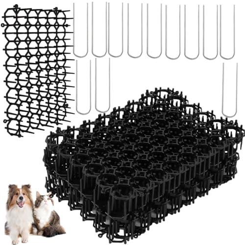 15 pezzi Dissuasori per Gatti con Punte,20 x 15 cm Tappetino Repellente,Anti Gatti In Plastica con 12 Chiodi da Giardino,Adatto per Prato Giardino Interno Esterno