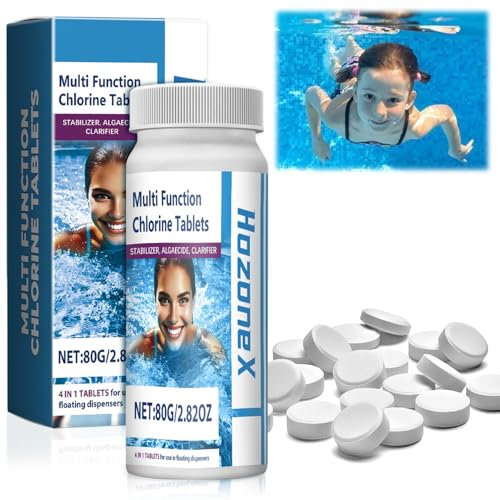 Chlorine Tablets for Swimming Pool and Spas Multifunctional Clearwater Chlorine Tablets Slow-Dissolving Long-Lasting Chlorinating Chemical Tabs for Hot Tub Kitchen Ward (80g)