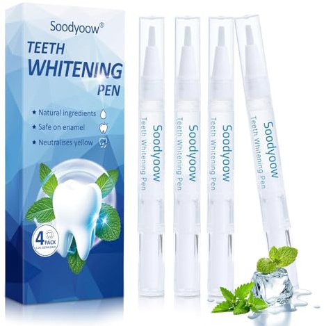 Soodyoow 4 pezzi Penna Sbiancante Denti, Sbiancante Denti Professionale, Penna sbiancante dei denti sicura, Efficace Rimozione Delle Macchie