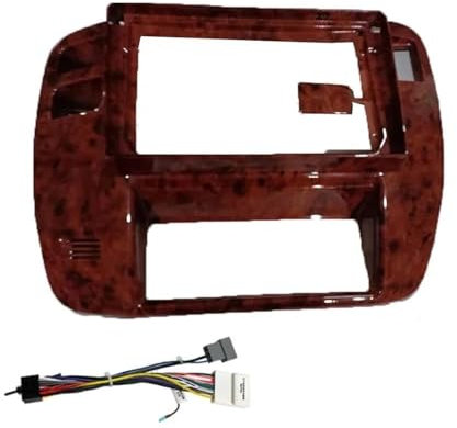 Façade D'autoradio 9 Pouces pour N&issan pour Patrol Y61 1997-2006 2 DIN, Installation sur Tableau De Bord Autoradio Cache Radio(LHD Wood Grain Cable)