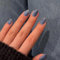 SXVME Soft Gel Press on Nails Short Oval, 30 Pcs Dark Navy Blue Cat Eye False Nails Short Almond, Glitter Glass Fake Nails Set, Reusable Shiny Bling Stick on Nail for Women Summer Decoration