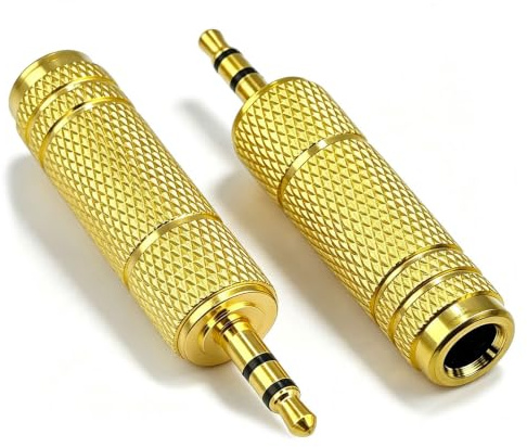 SEYUGOPTI Audioadapter 1/8 Stecker auf 1/4 Stereo Buchse, 2er-Pack | Vergoldeter Stereo 6,35mm Stecker auf 3,5mm Buchse Klinkenadapter, für Kopfhörer, Digitalpianos, Gitarren, Verstärker