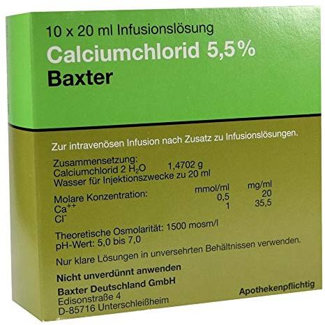 CALCIUMCHLORID Lösung 5,5% Ampullen 10X20 ml