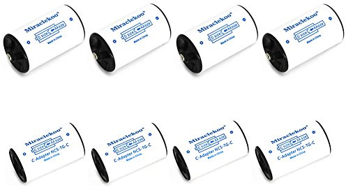 Miraclekoo 4pcs D Size and 4pcs C Size Battery Spacers for Sanyo Eneloop or Other AA Batteries,AA to C/D Size Battery Adapter