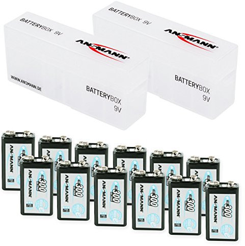 ANSMANN 9 V 300 mAh Pre-Charged Low Self Discharge Rechargeable Battery (Pack of 12)