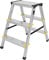 Trittleiter Aluminium Leiter beidseitig begehbar, 3 Stufen, 150kg Traglast TÜV geprüft (2x3 150 TÜV)