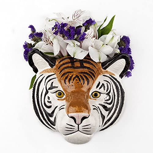shivpiin Tiger Keramikvase Wandmontage Wohnzimmer Wandvase Orange Rechteckig Klassisch mit modernem Touch Tiger Hand Painted Geschenk
