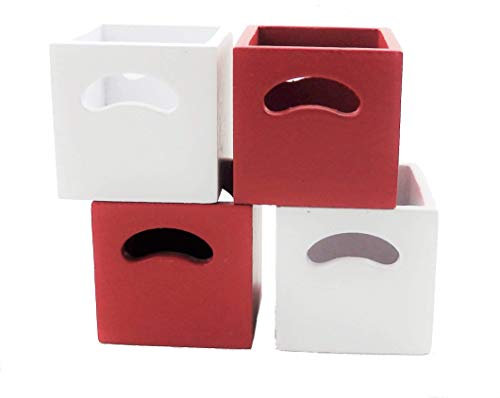 Melody Jane Dolls Houses 4 Modern Red & White Cube Storage Boxes Miniature 1:12