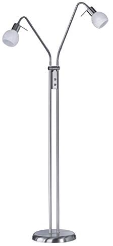 Reality Leuchten Stehleuchte Antibes R40172007, Metall Nickel matt, Glas alabasterfarbig weiß, exkl. 2x E14