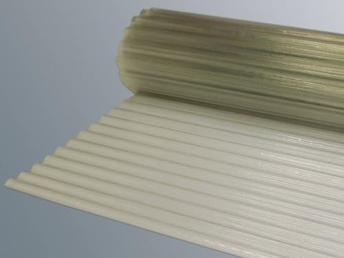 Lichtbahn Polyesterwellbahn Wellpolyester aus Polyester 0,8kg - 1,2kg je m² natur-transparent, gewellt, 76/18 Wellbahn, Längenzuschnitt möglich 1m x 5m (BxL)