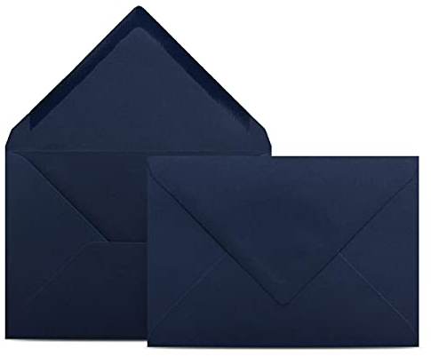 75 Briefumschläge DIN C6 Dunkelblau Blau - 11,4 x 16,2 cm - Kuverts mit 80 g/m² Nassklebung spitze Klappe - Umschläge ohne Fenster - Colours-4-you