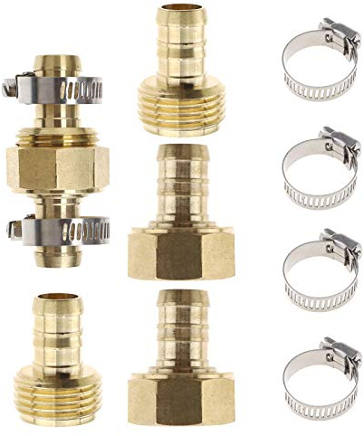 OTOTEC 3/4 / 5/8 / 1/2 3er Set Heavy Duty Messing weiblich und männlich Schlauchverbinder Reparaturset für 13-19 mm Innendurchmesser Schlauch