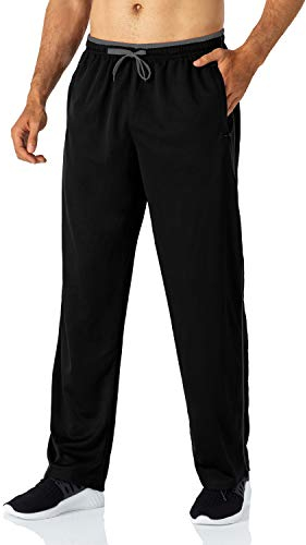 Butrends Pantalon de Jogging pour Homme Pantalon de Course léger avec Poches zippées Pantalon de Sport Taille élastique Pantalon de survêtement à Fond Ouvert (Noir/Gris-XXL)