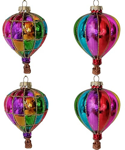 cosedacasa Palline in Vetro soffiato per Albero di Natale Mongolfiera giullare Decorazioni Natalizie addobbi Molto Belle Moderne Particolari Idea Regalo per Natale Set da 4