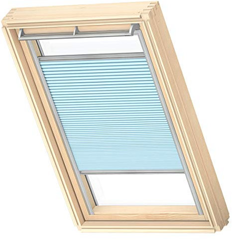 VELUX Original Wabenplissee, FK06, Gletscherblau, mit Grauer Führungsschiene
