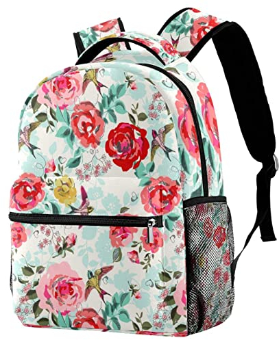 Mochilas del viaje del campus del ocio, bolsos de la impresión de Rose con el tenedor de la botella para los muchachos de