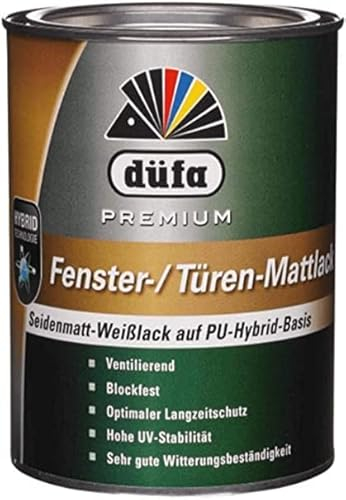 düfa Premium Fenster- & Türen-Mattlack 750 ml Weiß | Türenlack & Fensterlack matt für Innen/Außen