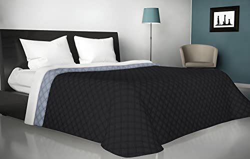 Viterbo Biancheria - Copriletto Singolo Estivo e Primaverile Double Face, Trapuntino Leggero Realizzato in Italia 170x250cm (880, Grigio/Nero)