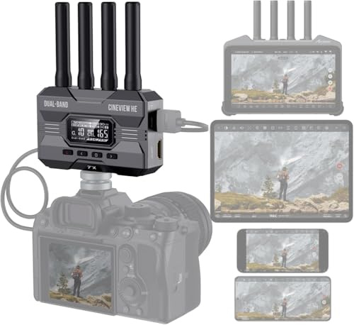 Accsoon CineView HE HDMI Transmitter Wireless Transmitter 1080p60 Wireless Video Transmission Device, Range 1200ft Latency <0.06s, 4 Devices Monitoring, Compatible with Cineview 2 SDI/SE/Quad-TX Only