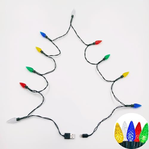 FISHOPE LED Christmas Light Phone Charger Cord USB and Bulb Charging Cable 50inch 10led Multicolor Bulbs Compatible with Phone5,6,7,8,X,XR,XS,XS Max,11/12/13mini,13,13Pro,13Pro Max etc (1pcs)