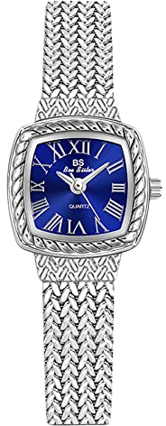 rorios Mode Damenuhr Eckige Frauen Uhr mit Edelstahlarmband Analog Quarz Armbanduhr für Damen Frauen