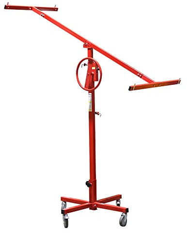 Wiltec Plattenheber bis max. 40 kg, Höhe 170-290 cm, Montagehilfe für Trockenbau, Paneelheber mit 4 Rädern mit Feststellbremse